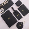 Load image into Gallery viewer, Custom Name Gold Letter Pebble Leather Credit ID Card Holder Keychain Luggage Tag Passport Holder