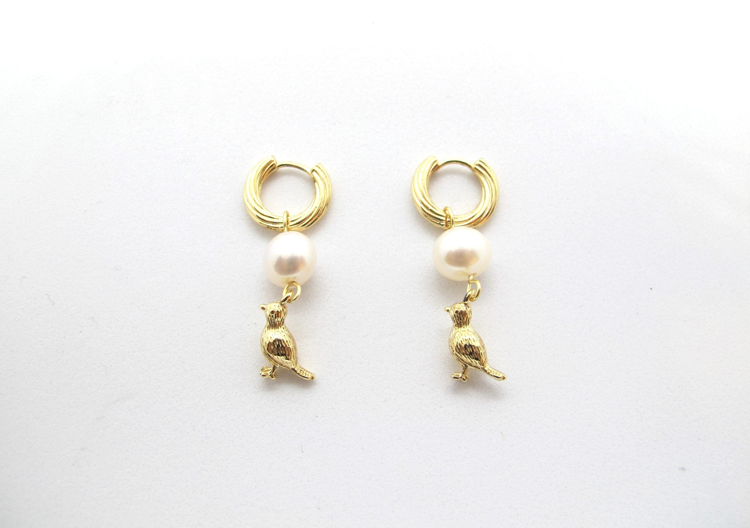 14k Gold Plated Pearl & Bird Earrings – Cologne