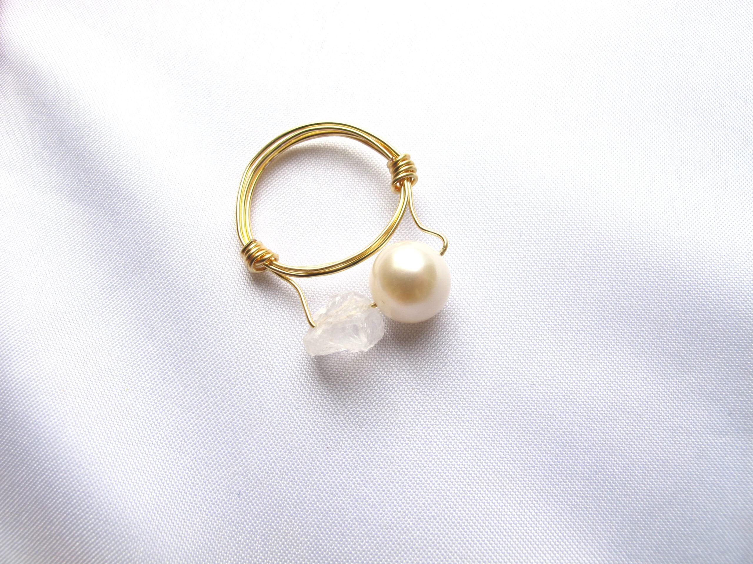 18K Gold Plated Pearl with Stone Ring – Zagreb