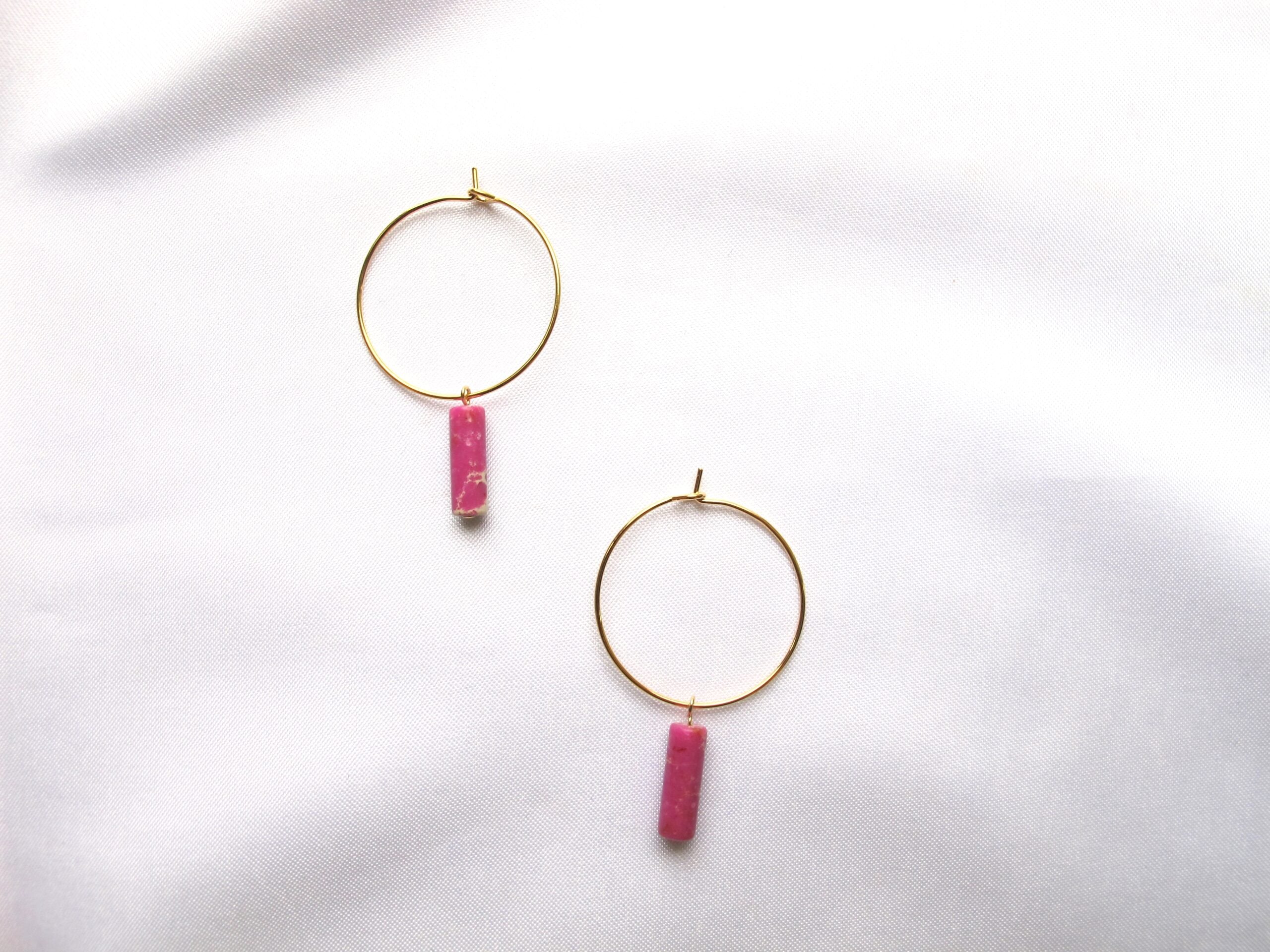 18K Gold Hoops with Stone – Riga