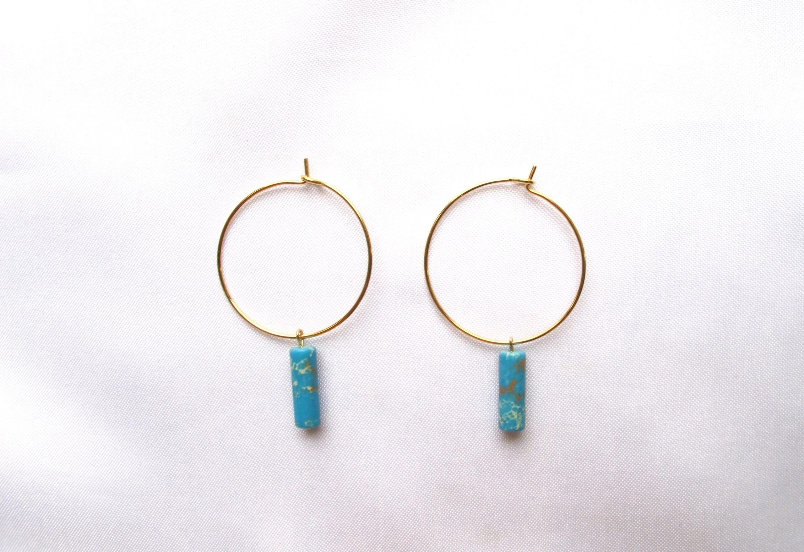 18K Gold Hoops with Stone -Auckland