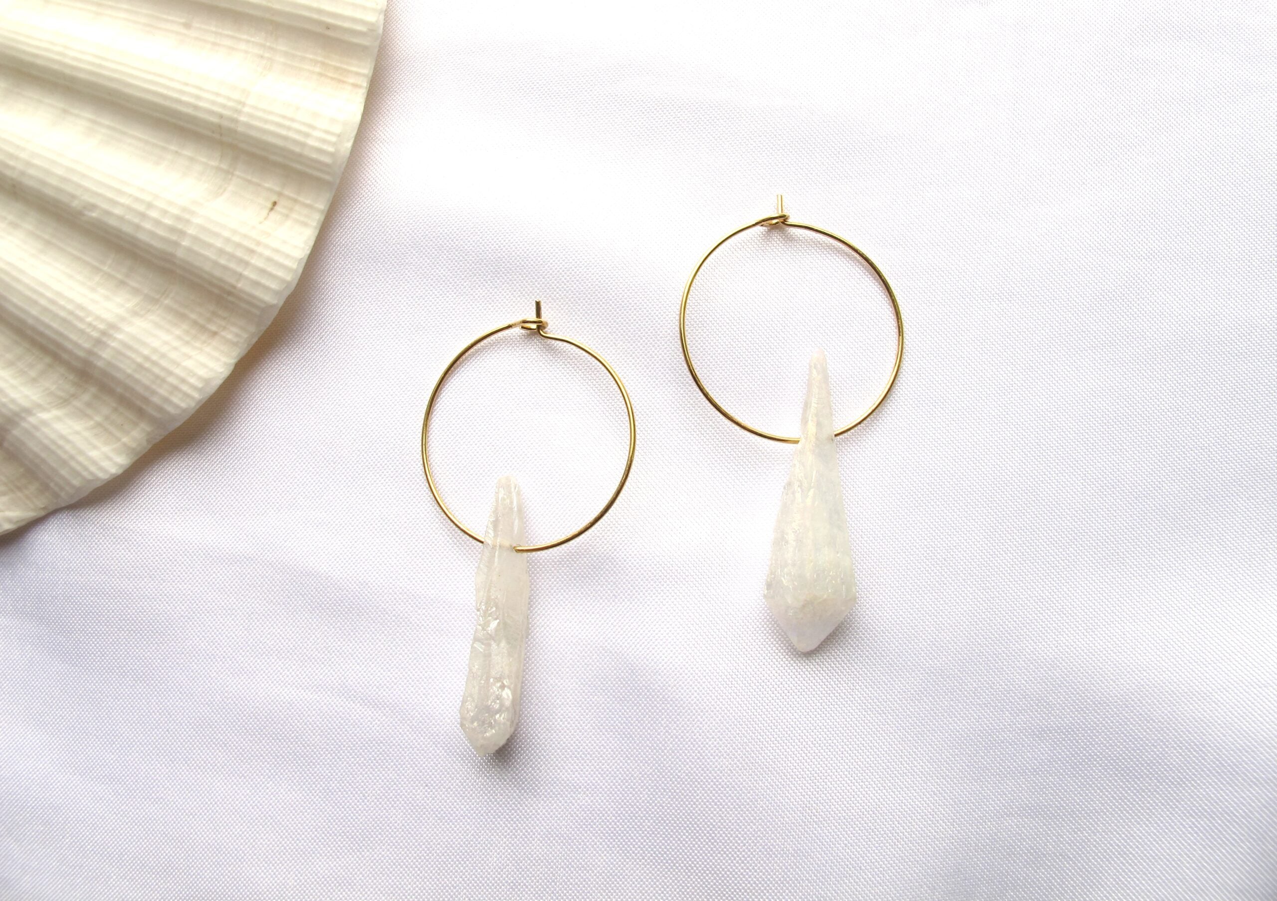 18k Gold Hoops with Agate – Oslo