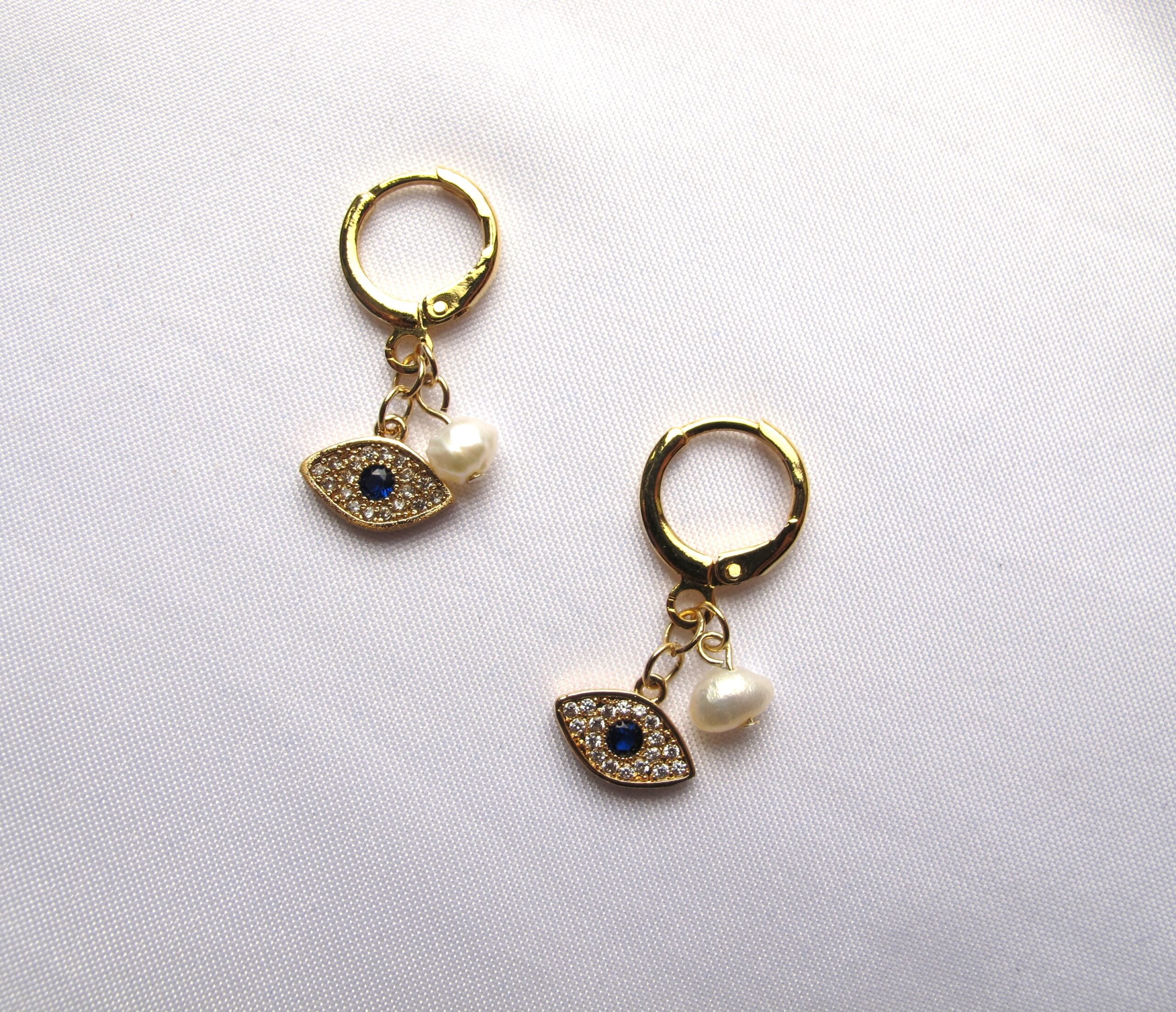 14k Gold Evil Eyes Earrings – Istanbul