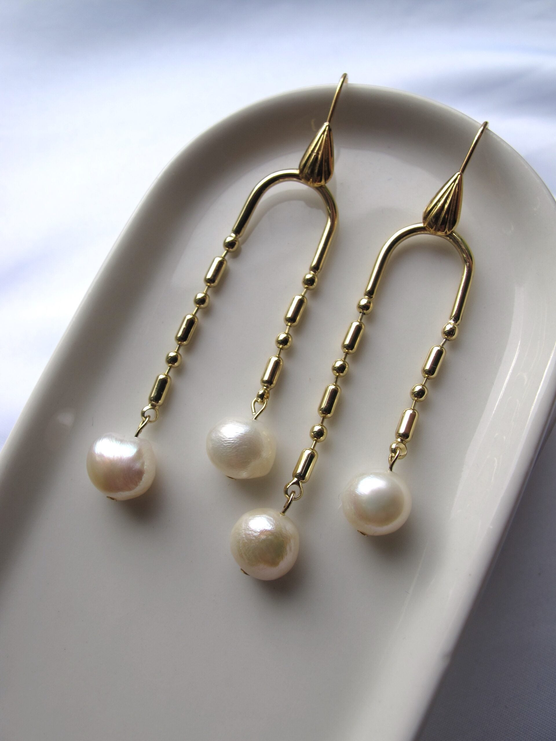 14k Gold Pearl Earrings – Turin