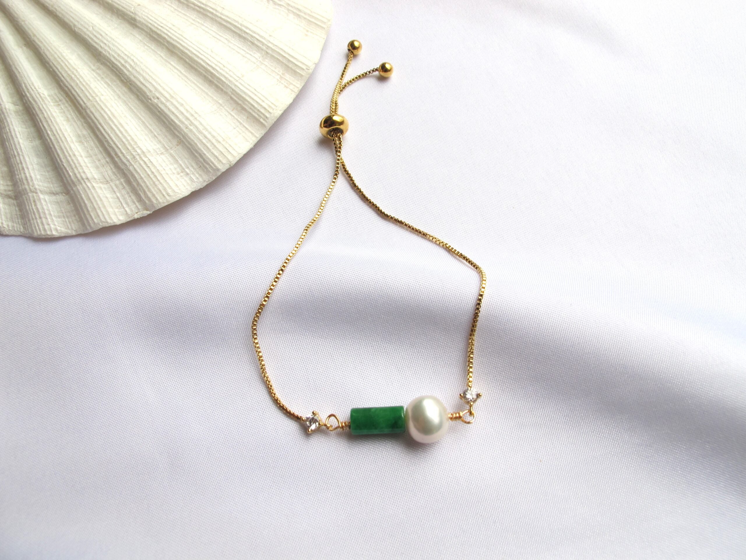 14K Gold Jade with Pearl Bracelet – Fakistra
