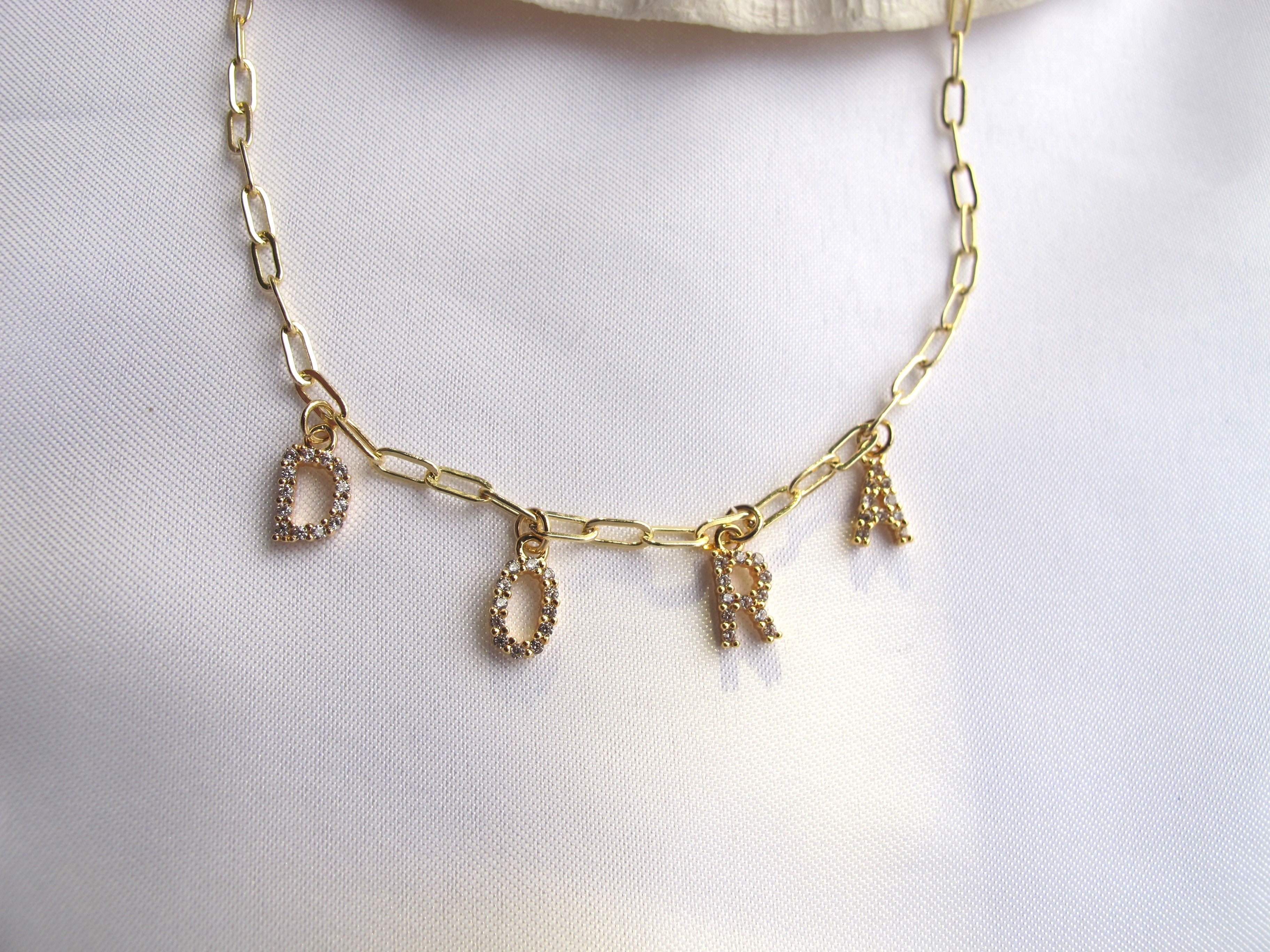 14K Gold Letter Necklace • Name Necklace • Custom Name Necklace • Chain Necklace - Des Moines