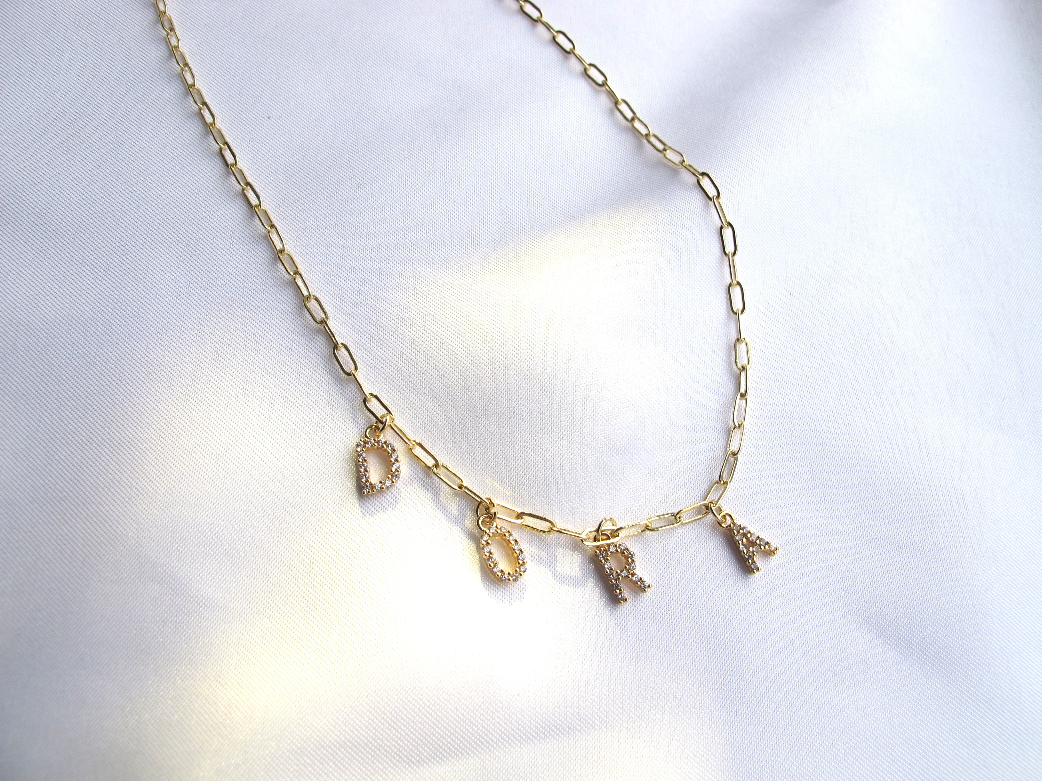 14K Gold Letter Necklace • Name Necklace • Custom Name Necklace • Chain Necklace - Des Moines