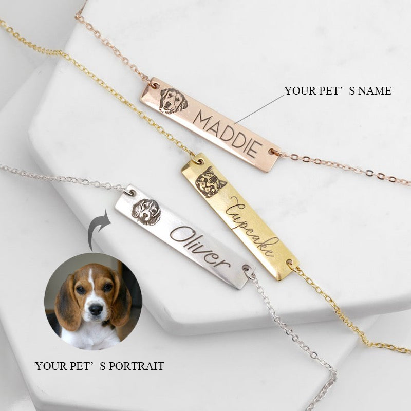 Pet Portrait Jewelry • Engraved Pet Photo Necklace • Pet Necklace