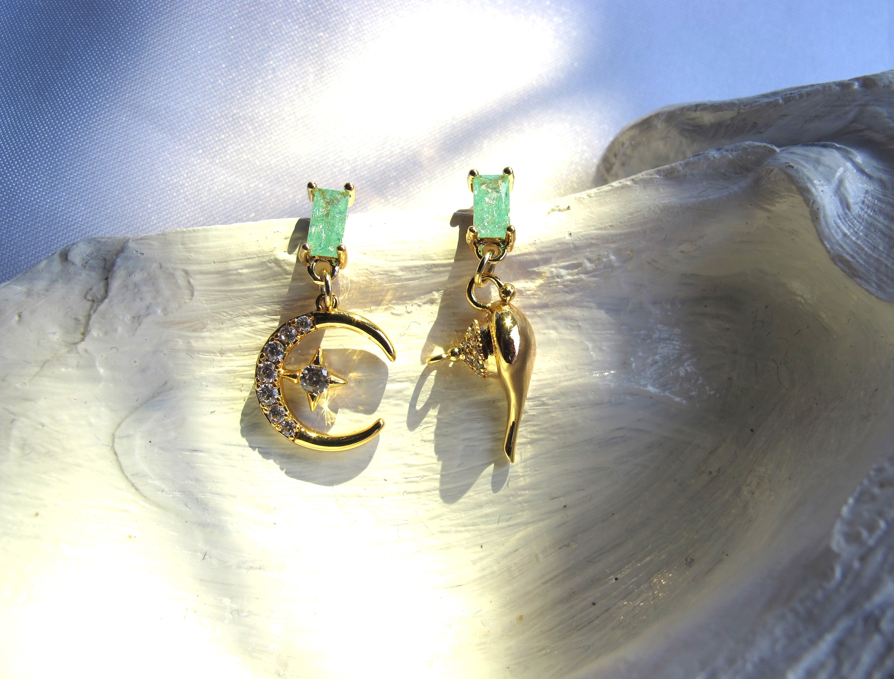 14k Gold Filled Zircon Moon and Teapot Earrings – Ankara