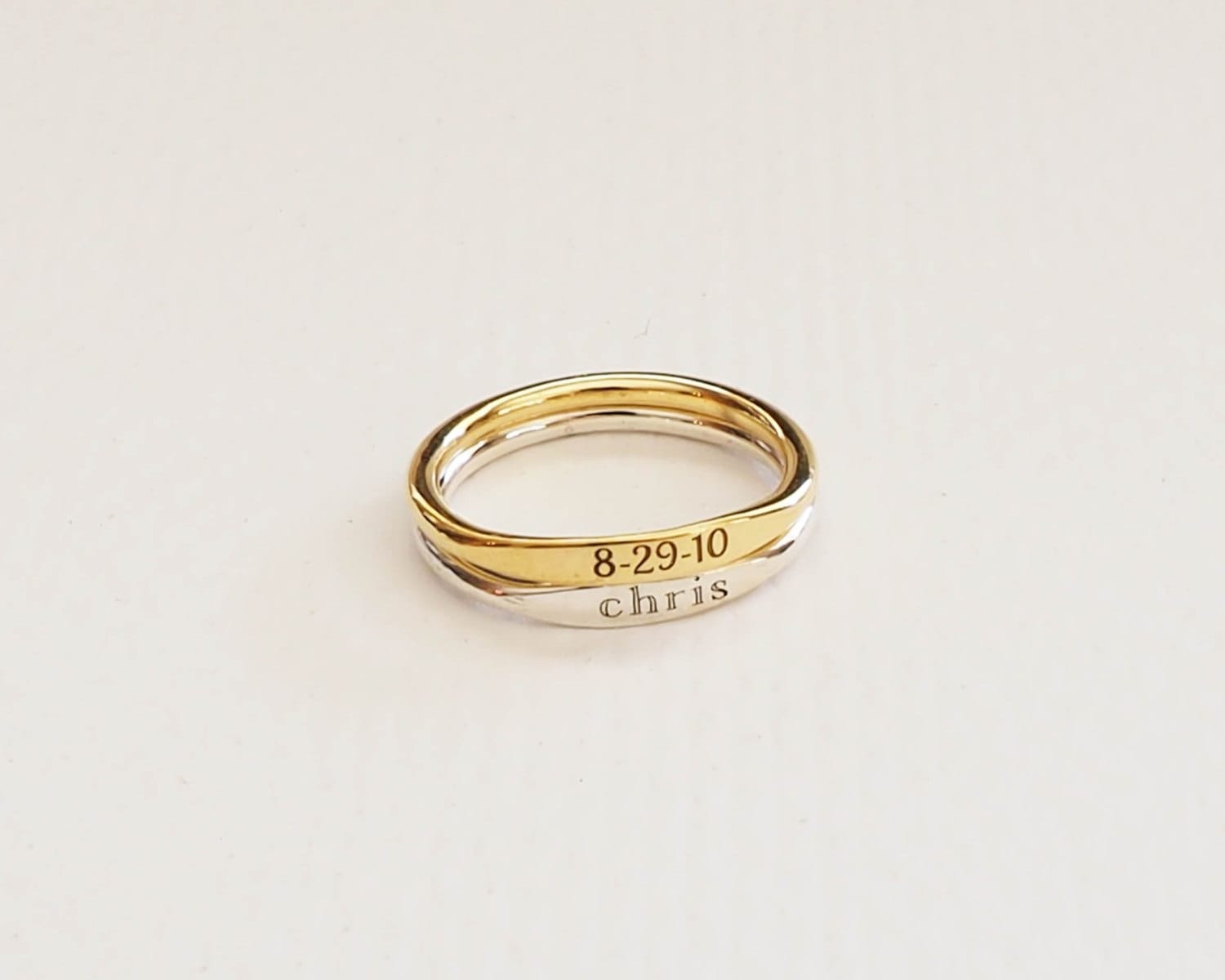 Custom Delicate Name Ring • Custom Stacking Rings  • Baby Name Mom Gift - Boston