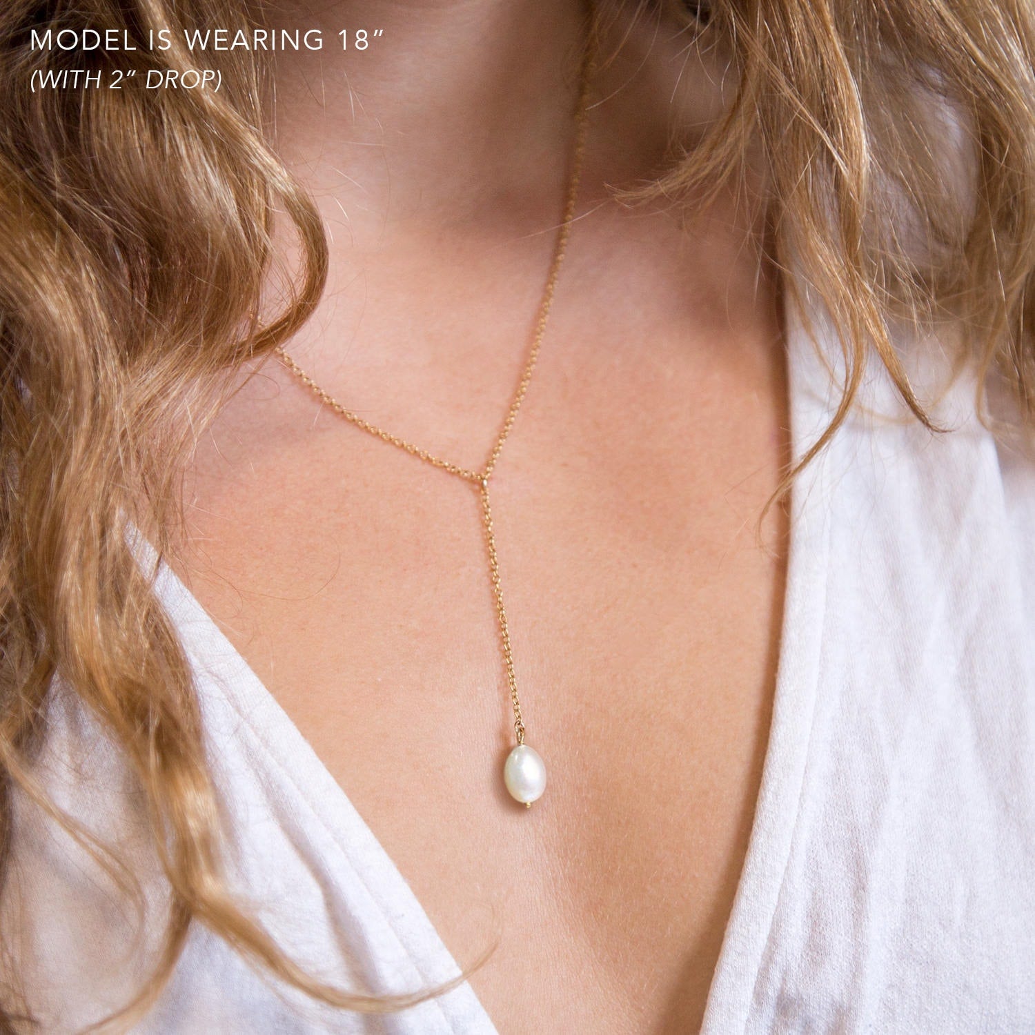 Dainty Pearl Drop Necklace, Bridesmaid Gift for Her, Simple Layering Y Necklace