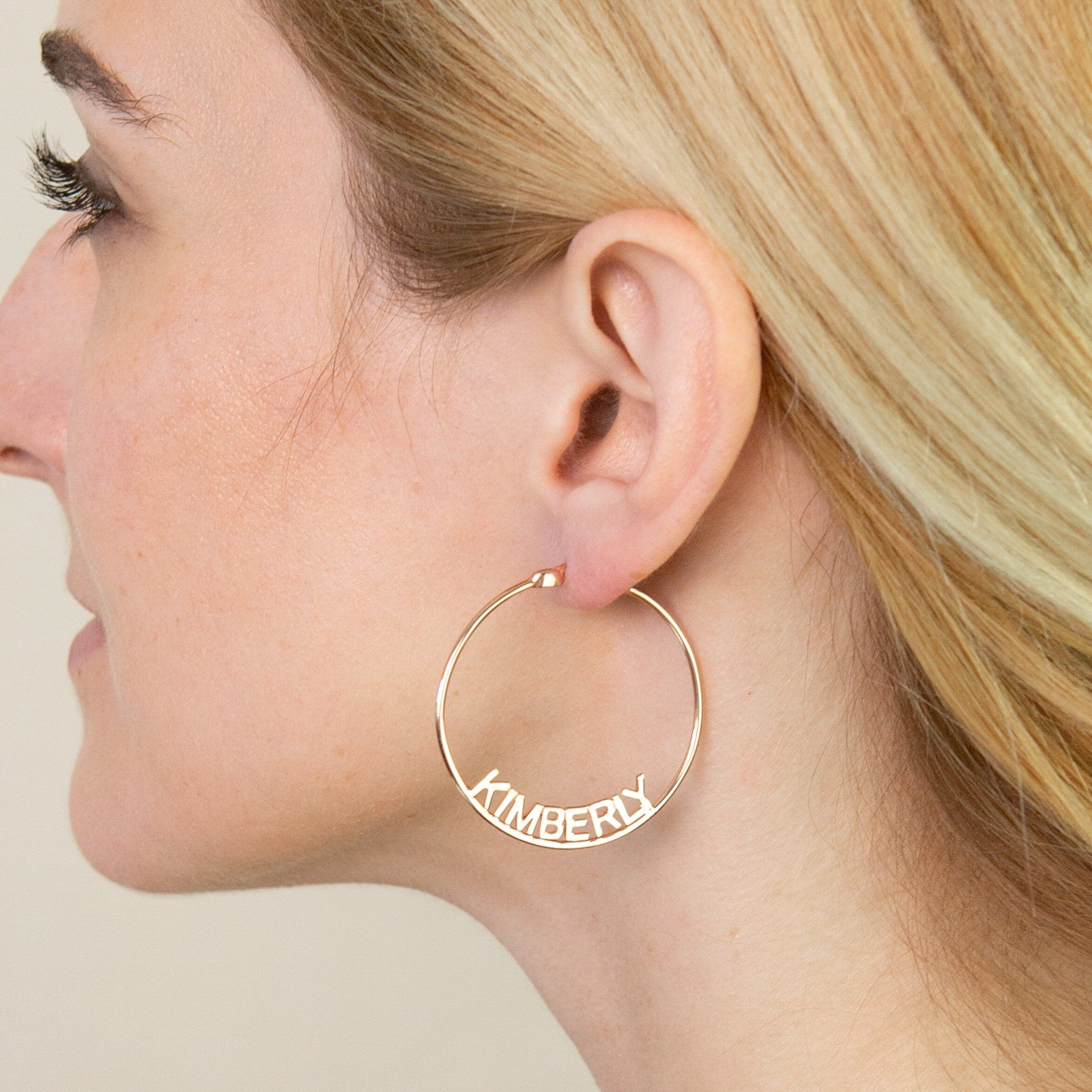Custom Name Hoops • Large Hoop Earrings Name Earrings • Personalized Gift for Her