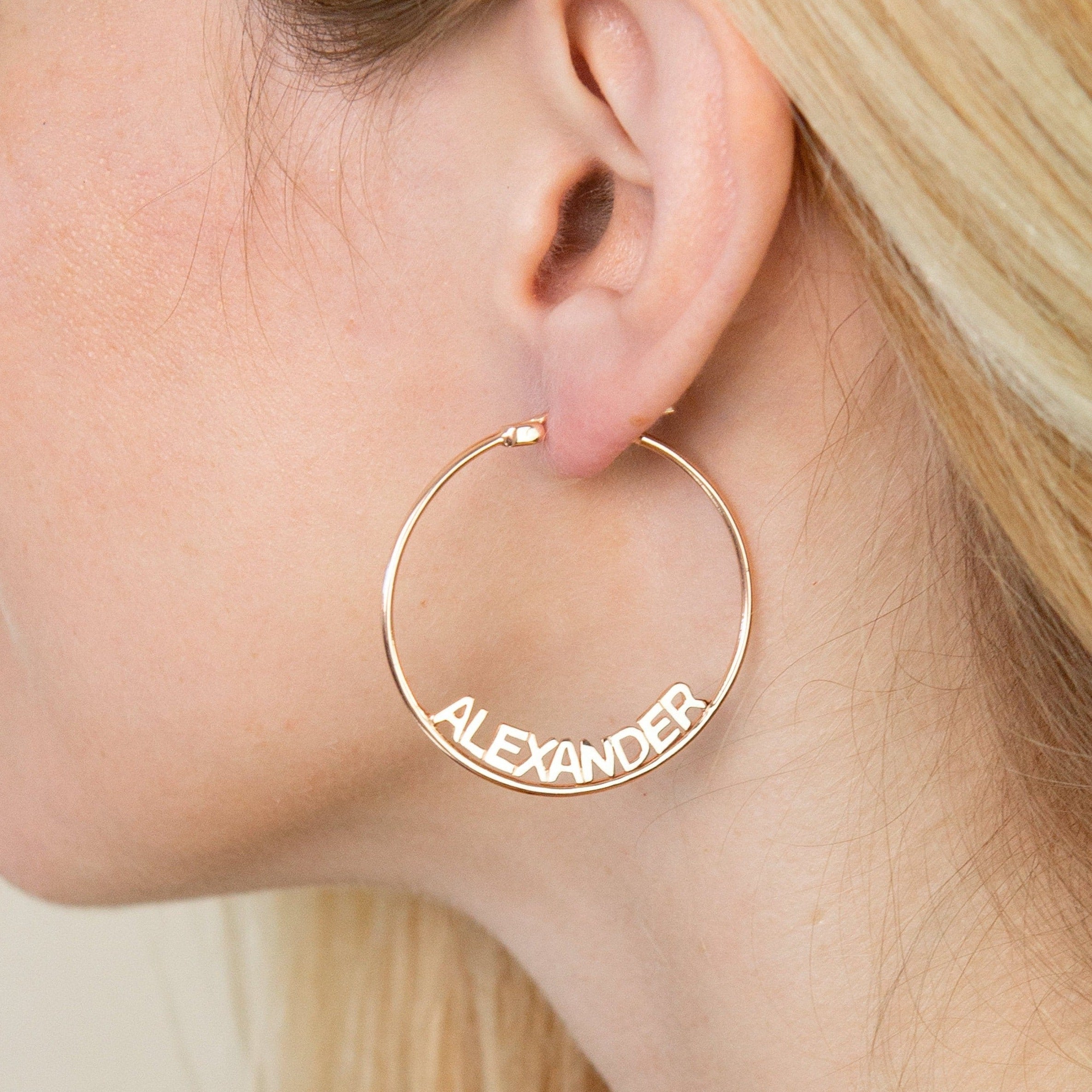 Custom Name Hoops • Large Hoop Earrings Name Earrings • Personalized Gift for Her