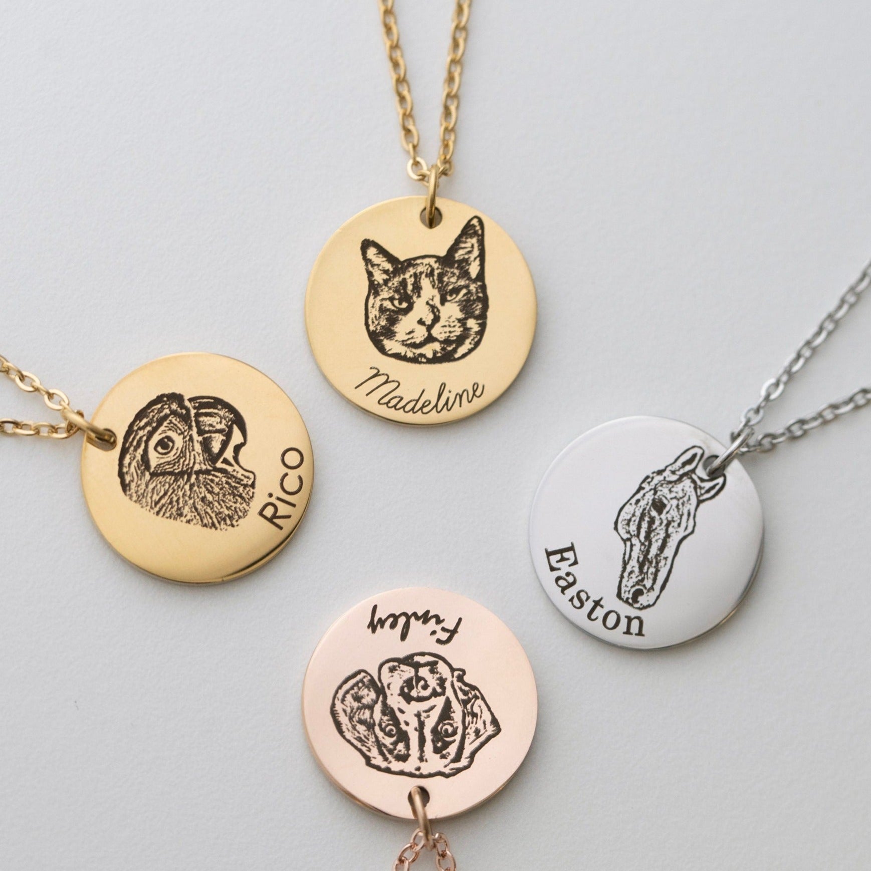 Labor Day Sale Personalized Pet Portrait Necklace Animal Lovers Pet Loss Gift for Women Cat Necklace - Philadelphia